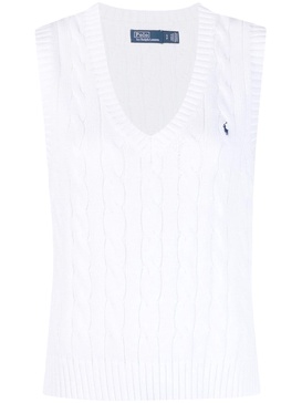 Polo Pony-embroidered V.neck knitted vest