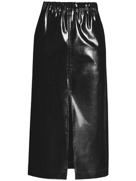 MAISON MARGIELA Black Elastic Skirt with Side Pockets and Slit Hem for 2024 FW23