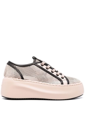 Travel perforated platform sneakers