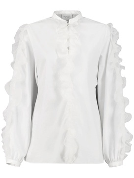 ruffled cotton-blend shirt