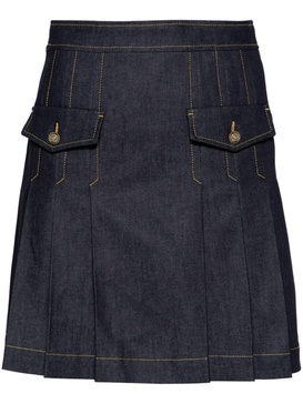 mid-rise pleated denim miniskirt 