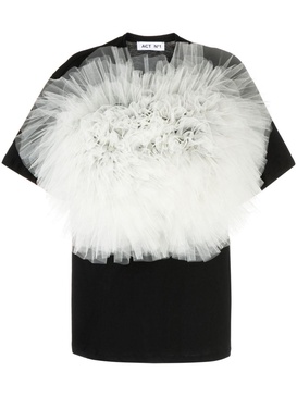 tulle pompom-detail cotton T-shirt