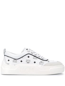 logo-print leather sneakers