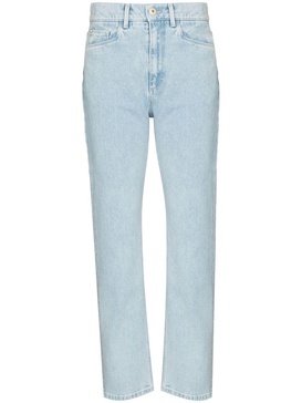 high-waisted straight-leg jeans