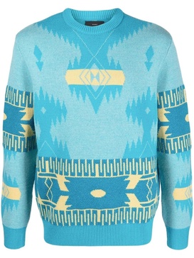 Icon jacquard-knit virgin wool jumper