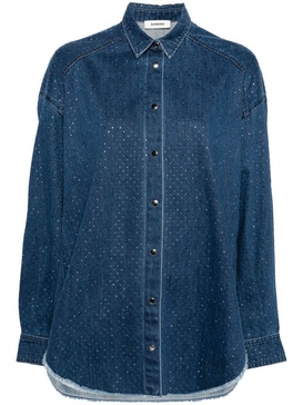 crystal-embellished denim shirt 