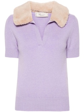 faux fur-collar knit top