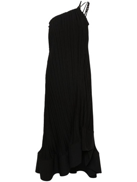 asymmetric pleated maxi dress