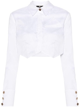 logo-embroidered cropped shirt