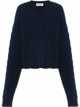 cable knit cashmere V-neck jumper