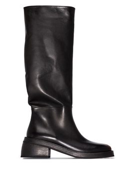 knee-high block heel boots