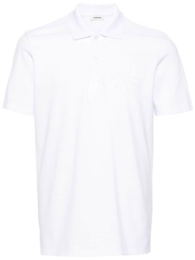 embossed-flower piqué polo shirt