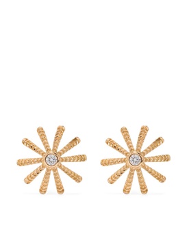 18kt yellow gold Tiny Sunflower diamond earrings stud 