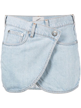 asymmetric denim miniskirt