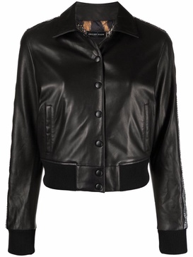 crystal-embellished leather jacket