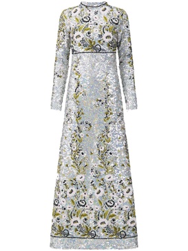 Ramages-embroidered sequinned gown