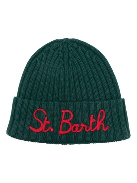 logo-embroidered ribbed-knit beanie