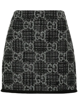 GG wool and cotton tweed miniskirt