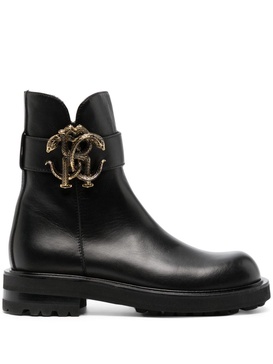 logo-plaque leather boots 