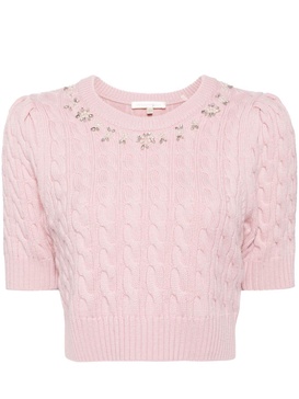 bead-embellished cable-knit top