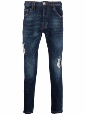 distressed slim fit jeans