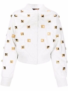 studded quilted bomber jacket