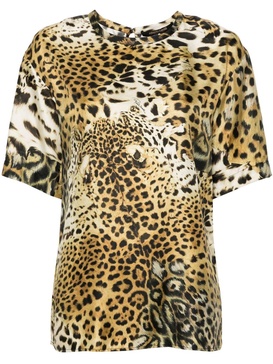 leopard-print silk blouse