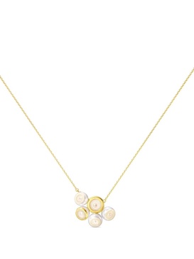 18kt yellow gold M/G Sliced Bezel pearl necklace