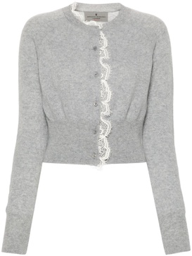 lace-trim cashmere cardigan