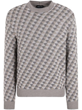 geometric-jacquard wool jumper