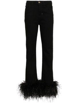 feather-trim jeans