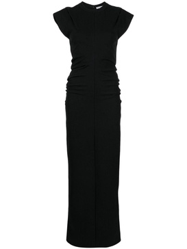 ribbed draped-detail long dress