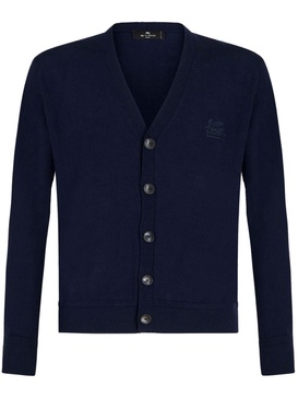 Pegaso-embroidered V-neck cardigan