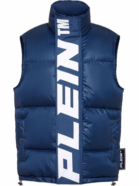 padded high-neck logo gilet