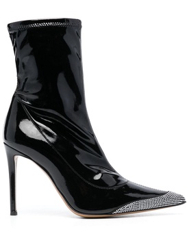 105mm crystal-embellished patent-leather boots