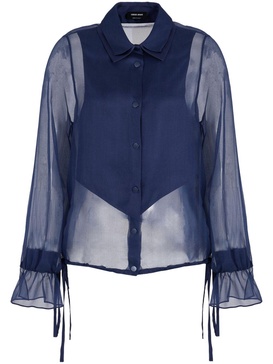 semi-sheer long-sleeve silk top