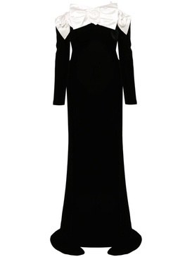 duchess-bow velvet gown