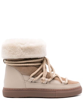 Brown Shearling-Trimmed Snow Boots