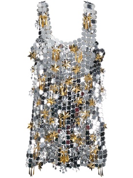 star-embellished chainmail minidress