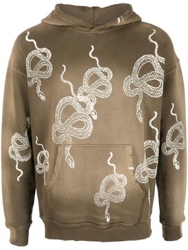 snake-print bleached hoodie