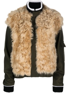 shearling-panel bomber jacket