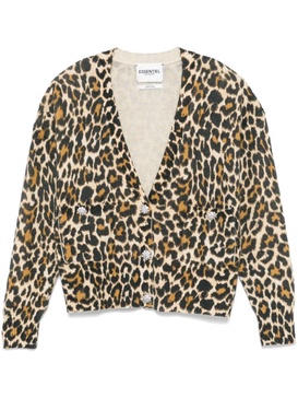 leopard-print V-neck cardigan