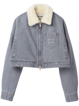 shearling-collar denim jacket