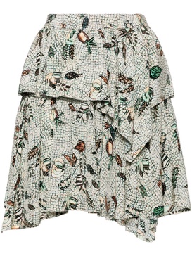 Keira mix-print silk miniskirt