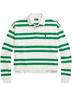 striped cotton polo top