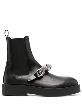 chain-link ankle leather boots