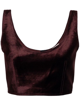 bandeau-style velvet crop top