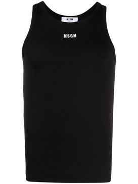 embroidered-logo ribbed tank top