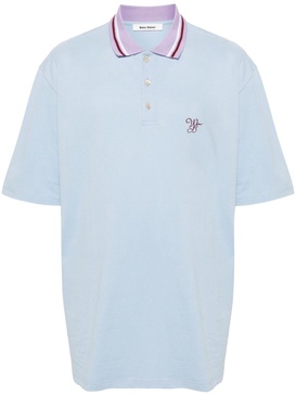 Blue Monogram-Embroidered Polo Shirt