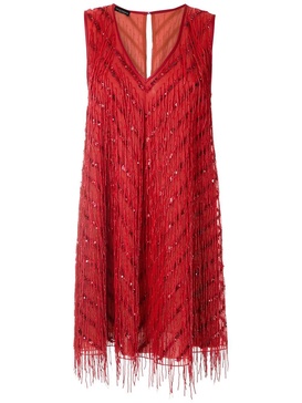 fringed shift silk dress